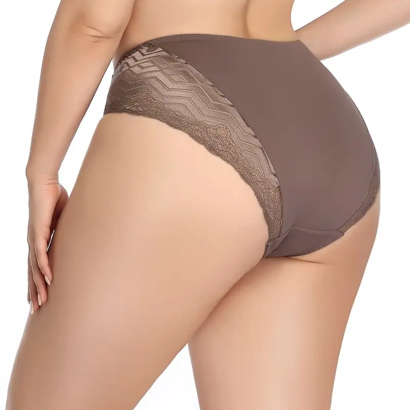 Beauwear Sexy Plus Size Underwear Underpants Middle Waist Raise Hips Panties Lace Pants Intimates 2XL 3XL 4XL 5XL