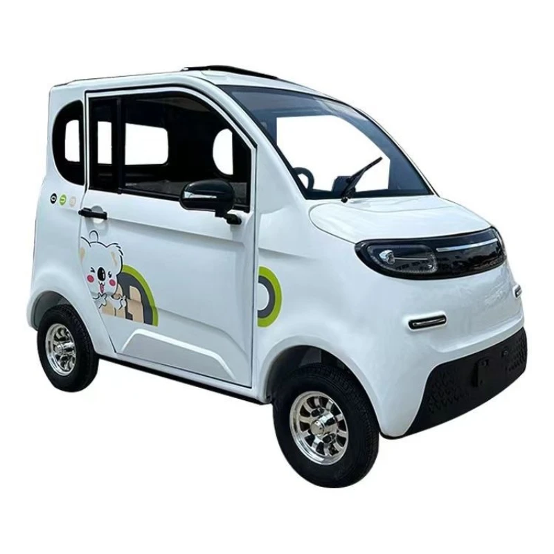 

Two small electric four-wheelers, pick up and drop off children's enclosed electric vehicles