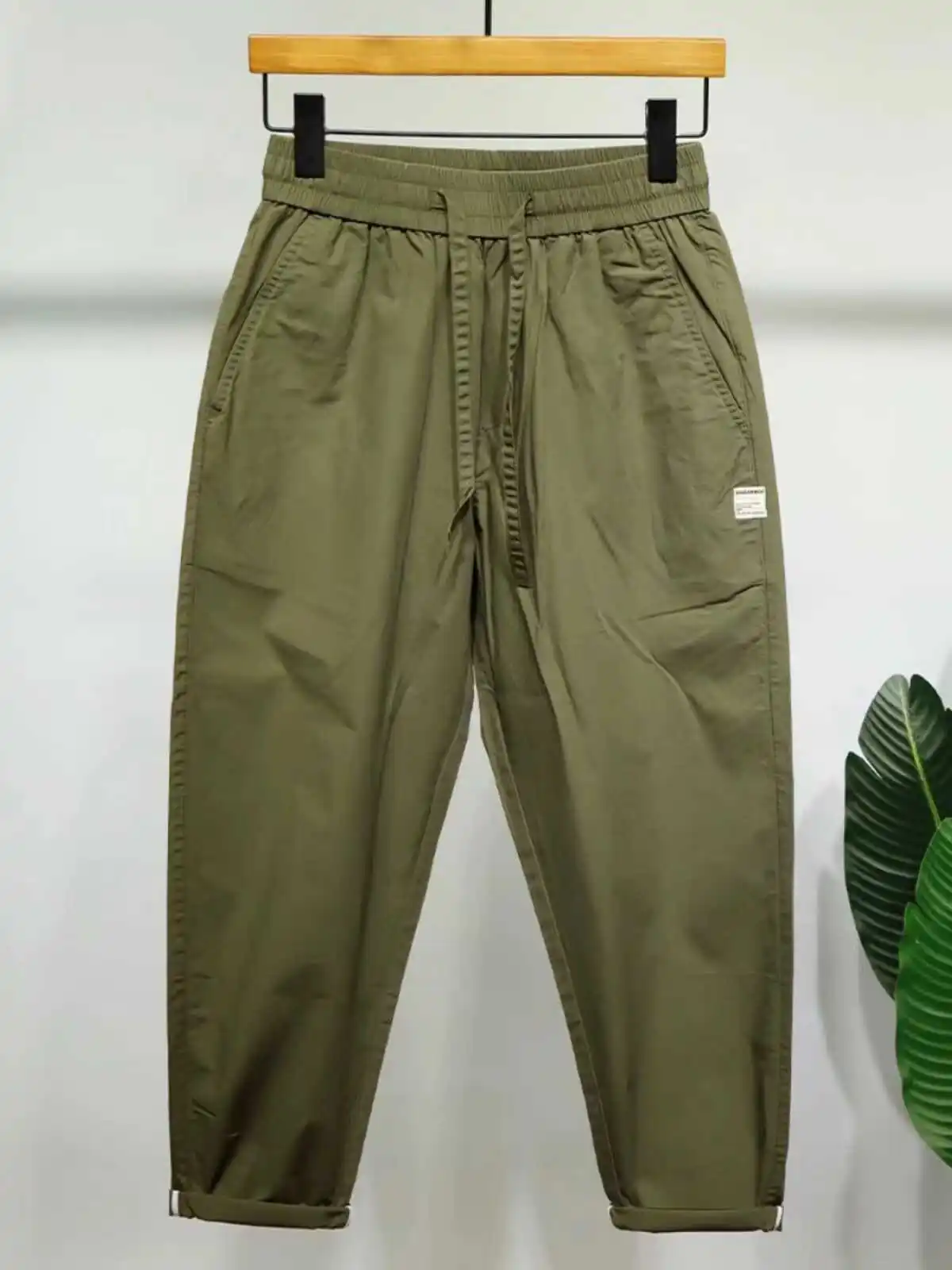 Summer New Men's Casual Loose Straight Cotton Blend Thin Nine-Piece Pants Fashionable Tapered Breathable Youthful Style