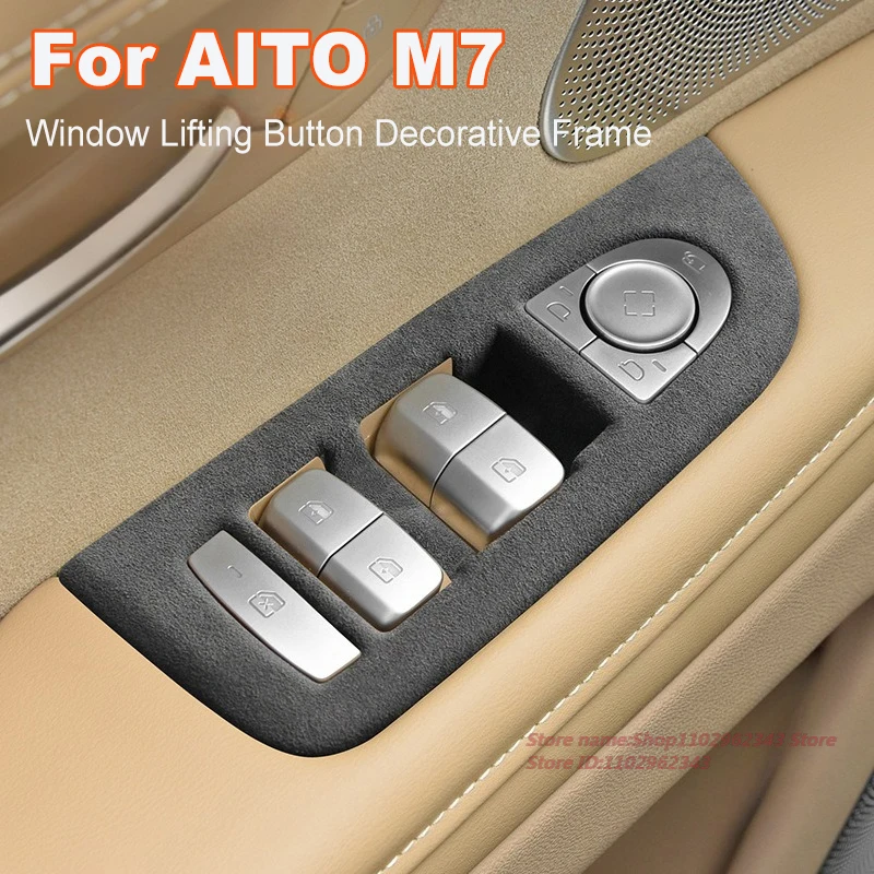 

For AITO M7 2024 Alcantara Suede Window Lifting Button Decorative Frame Car Interior Modified Accessories