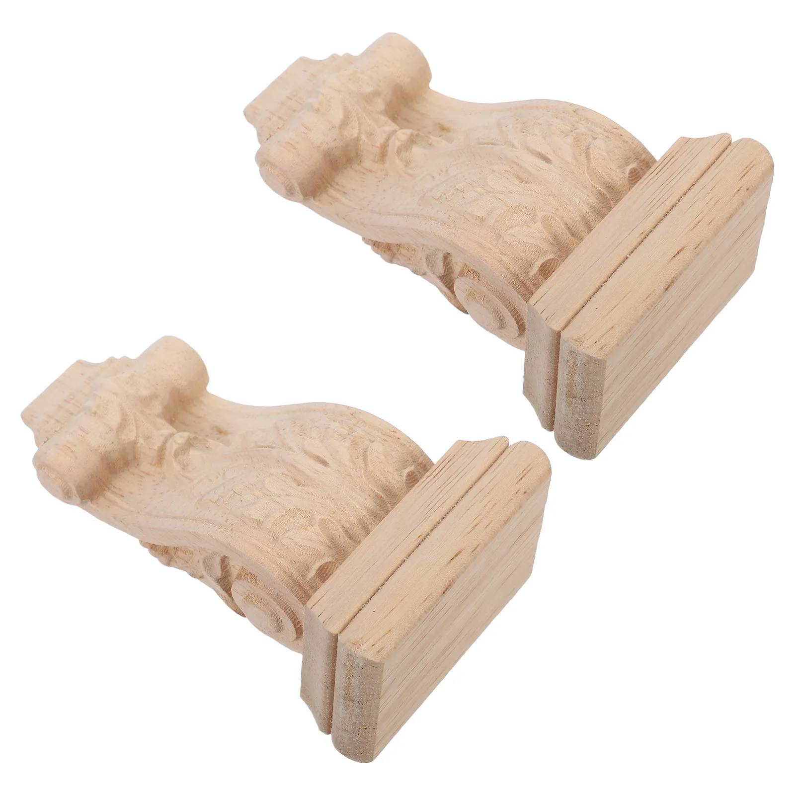 2Pcs Wood Carved Corbels Solid Hardwood Decorative Shelf Brackets European Style Roman Column Wall Fireplace Doorway Carving