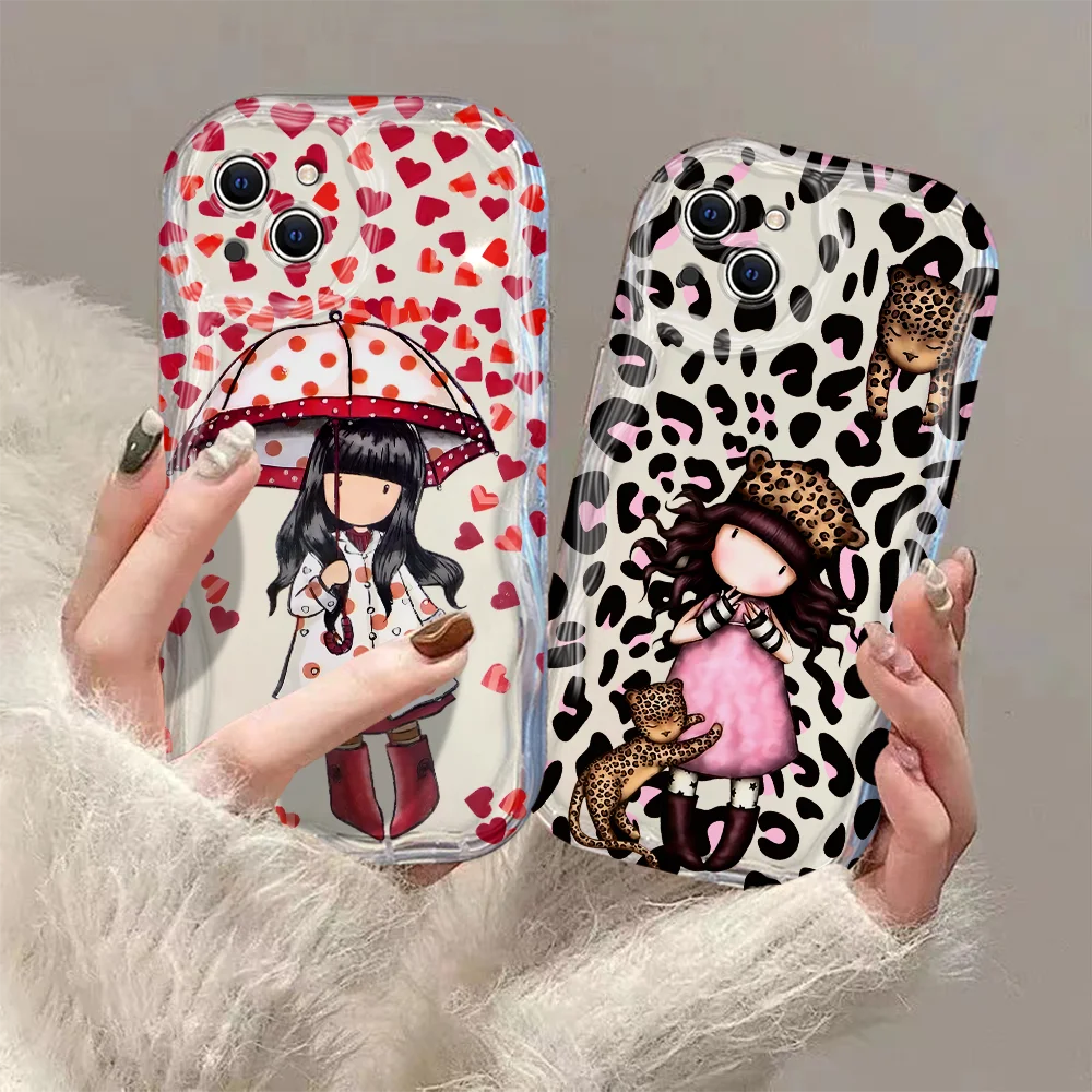 Cute Cartoon girl 3D Wave Case For iPhone 15 14 13 12 11 Pro Max Mini X XR XSMAX 8 7 6S Plus G-Gorjusses Soft Silicone Cover