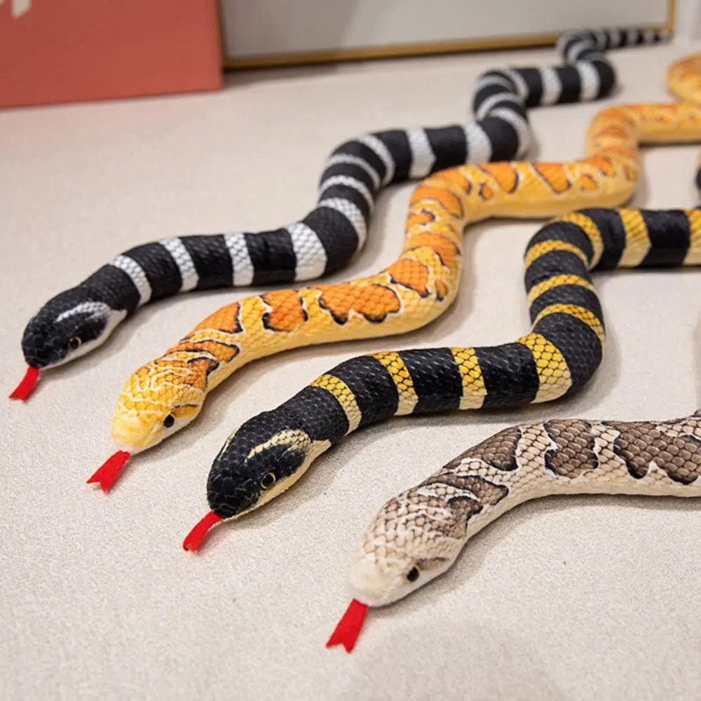 

Realistic Boa Snake Plush Doll Stuffed Animal Black And White Simulation Snakes Plushie Reptile Long Pattern Snake Stuffed Toy