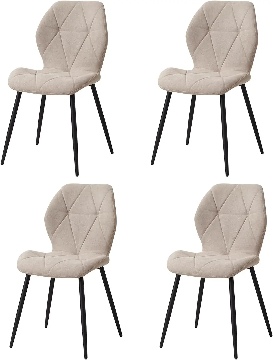 Juego de 4 Sillas de Comedor, Sillas Tapizadas, Sillas Nórdicas de Cocina, Sillas Acolchadas con Patas
