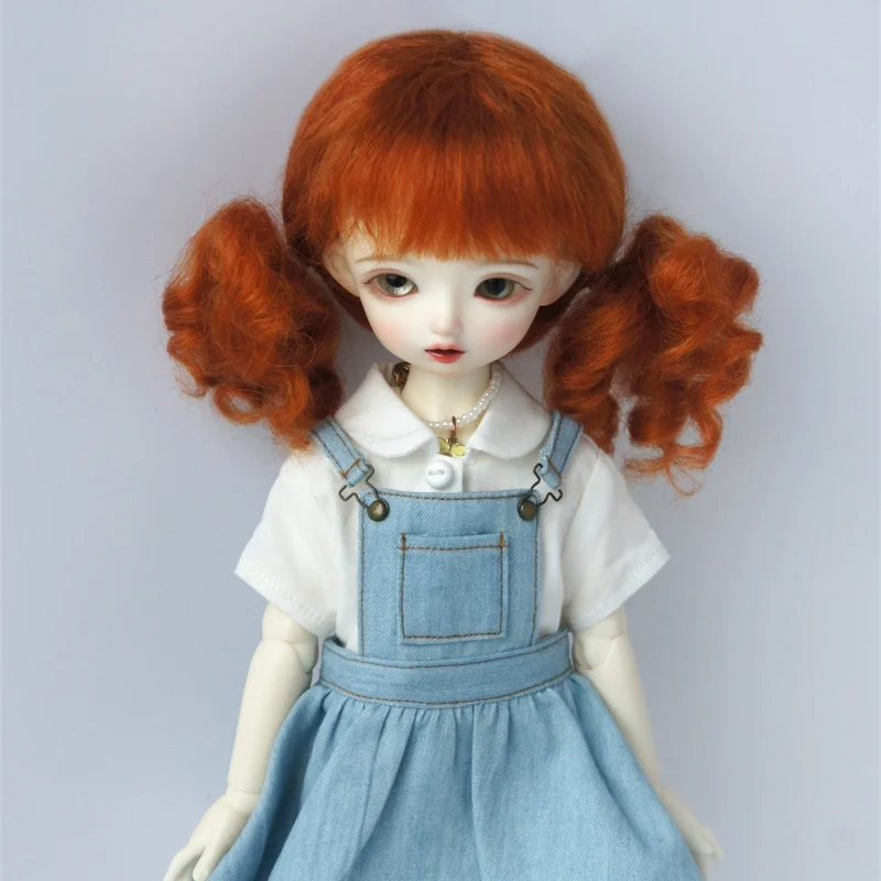 

JD294 1/8 1/6 1/4 Lovely Double Curls Pigtails Mohair BJD Doll Wigs 5-6inch 6-7inch 7-8inch OB11 YOSD MSD Toy Accessories