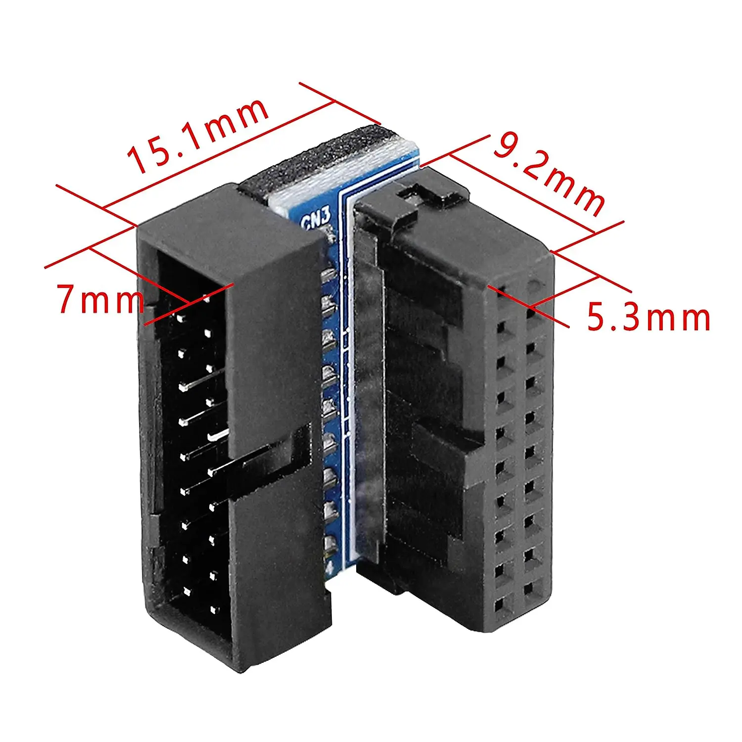 Right Angled USB 3.0 19/20-Pin Male to Female Extension Adapter 90 Degree Turn Connector Internal Header for Desktop Motherboard
