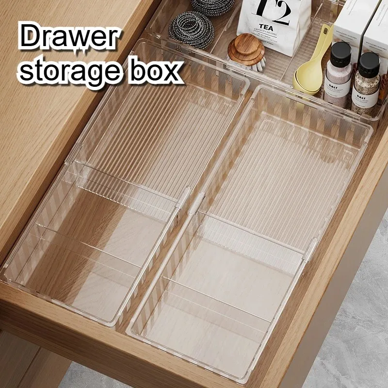 Scalable Storage Box Partitioned Drawers Organizer for Kitchen Utensils Desktop Stationery Cosmetics and Other Items
