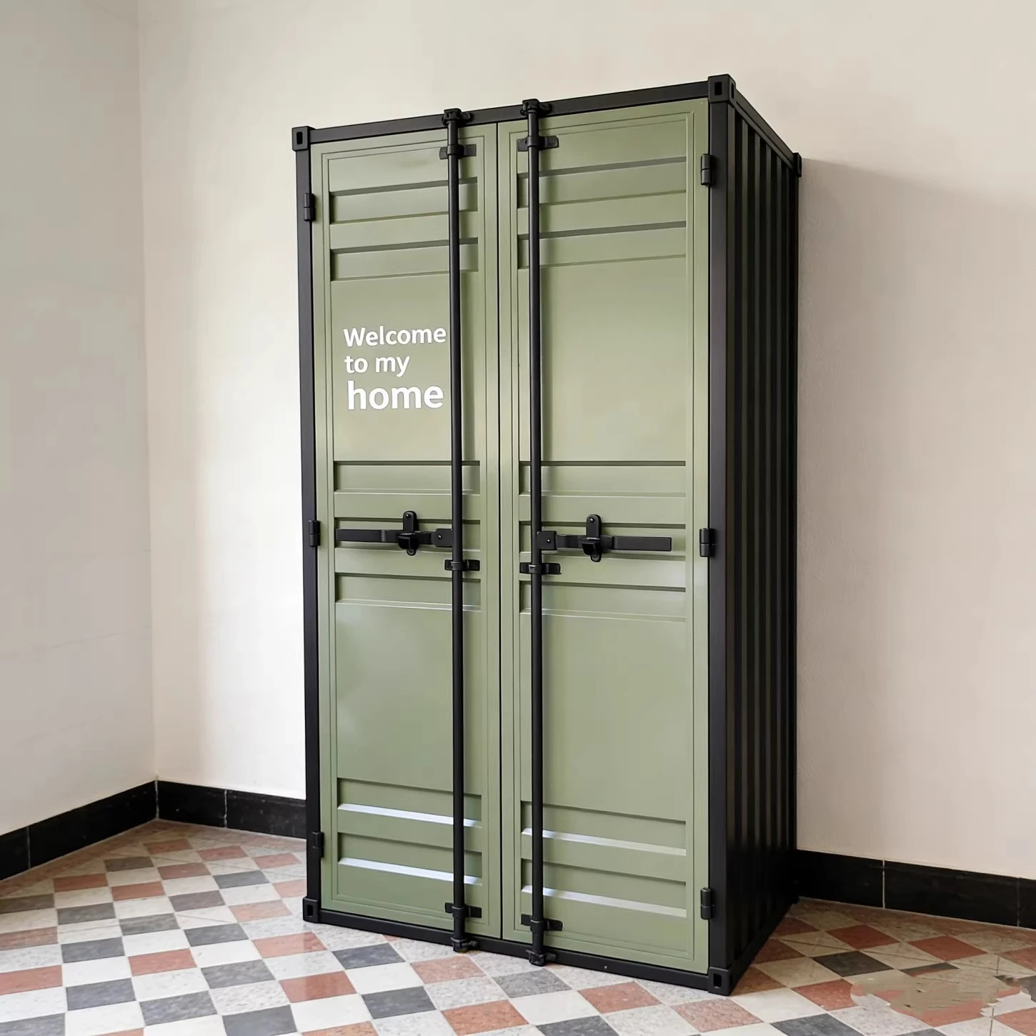 

Industrial style wardrobe storage cabinet retro shoe cabinet wrought iron container office locker wine cabinet