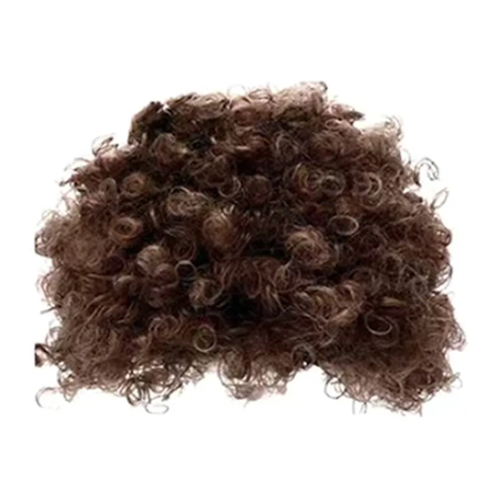 Akcesoria do kostiumów retro z lat 90.: Kręcona peruka, wąsy, naszyjnik z symbolem pokoju, okulary przeciwsłoneczne – idealne do strojów hippie/vintage z lat 90.