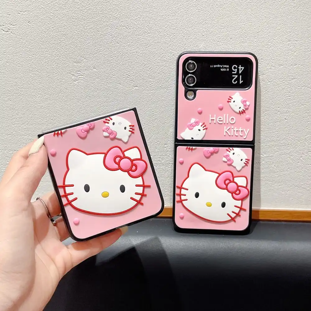 삼성 갤럭시 Z 플립 4 Z플립 5 5G 용 귀여운 만화 산리오 애니메이션 역할 전화 케이스, 부드럽고 사랑스러운 접이식 화면 보호 커버