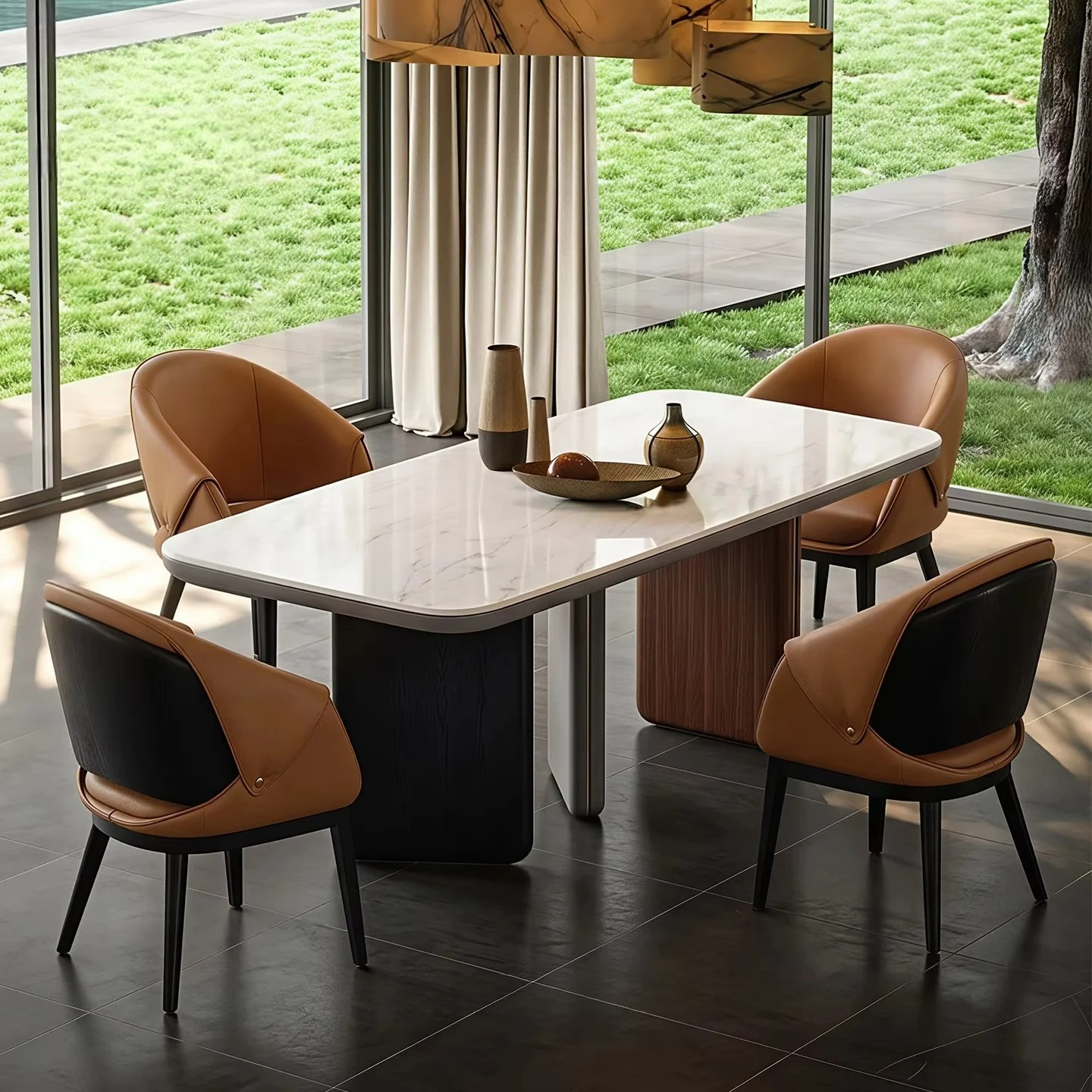 *OriginalFurnitureLuxurious Marble Long Dining TableRestaurant Gathering, High-quality Party Dining Table6/8/10 Seat Dining Tabl