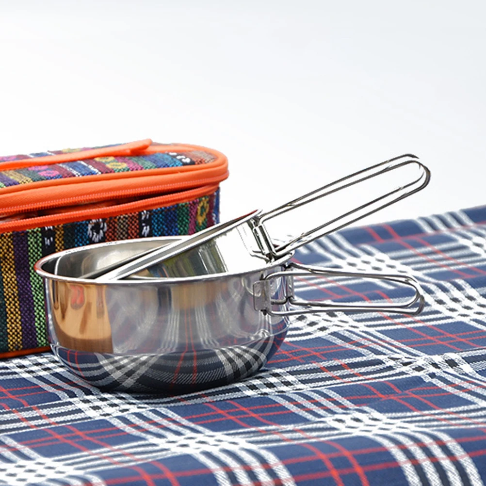 

Stainless Steel Travel Bowl Set Mini Tableware Outdoor Camping Bowls Folding Foldable