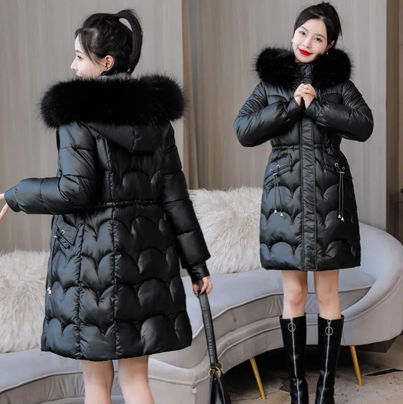 

2023 New Winter Jacket Parkas Women Coat Fur Collar Hooded Overcoat Female Jacket Thick Warm Cotton Padded Puffer Parka Outwear