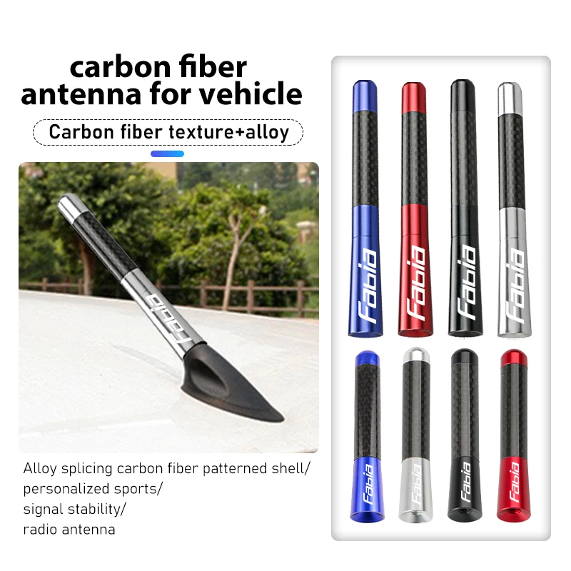 For Skoda Carbon Fiber Car Radio Signal Aerial Pole Roof Signal Booster Accessories Enyaq Superb Rapid VRS Octavia Kodiaq Karoq