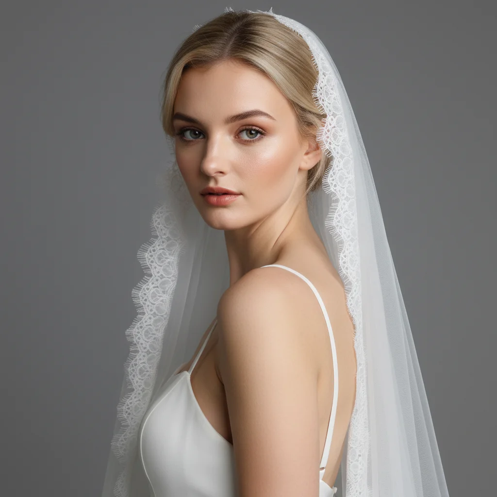 Bridal Cathedral Length Wedding Veil Single Layer Eyelash Lace Comb Style Elegant Wedding Accessory for Brides G154 image 2