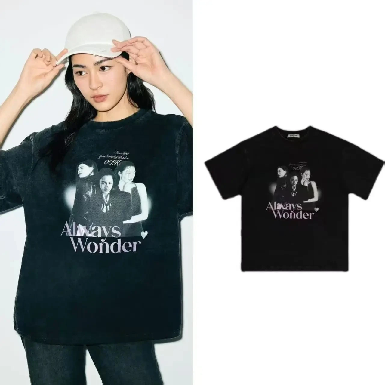 The Secret of Us LingLing Kwong Same Oversized T-shirt Women Men Always Wonder Letter Print Short Sleeve Graphic Tees streetwear