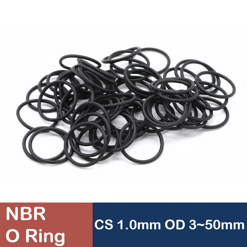 50/100Pcs Black NBR O Ring Gasket Thickness CS 1.0mm OD 3~50mm Nitrile Rubber O Type ring Corrosion Oil Resist Sealing Washer