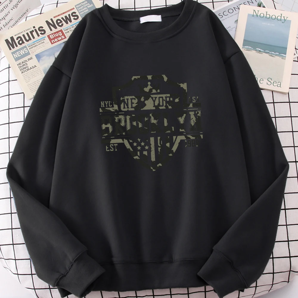 Brooklyn New York Personality Letter Print Women Sweatshirts Fashion Soft Sportswear Casual Autumn Pullovers All-Match Clothes