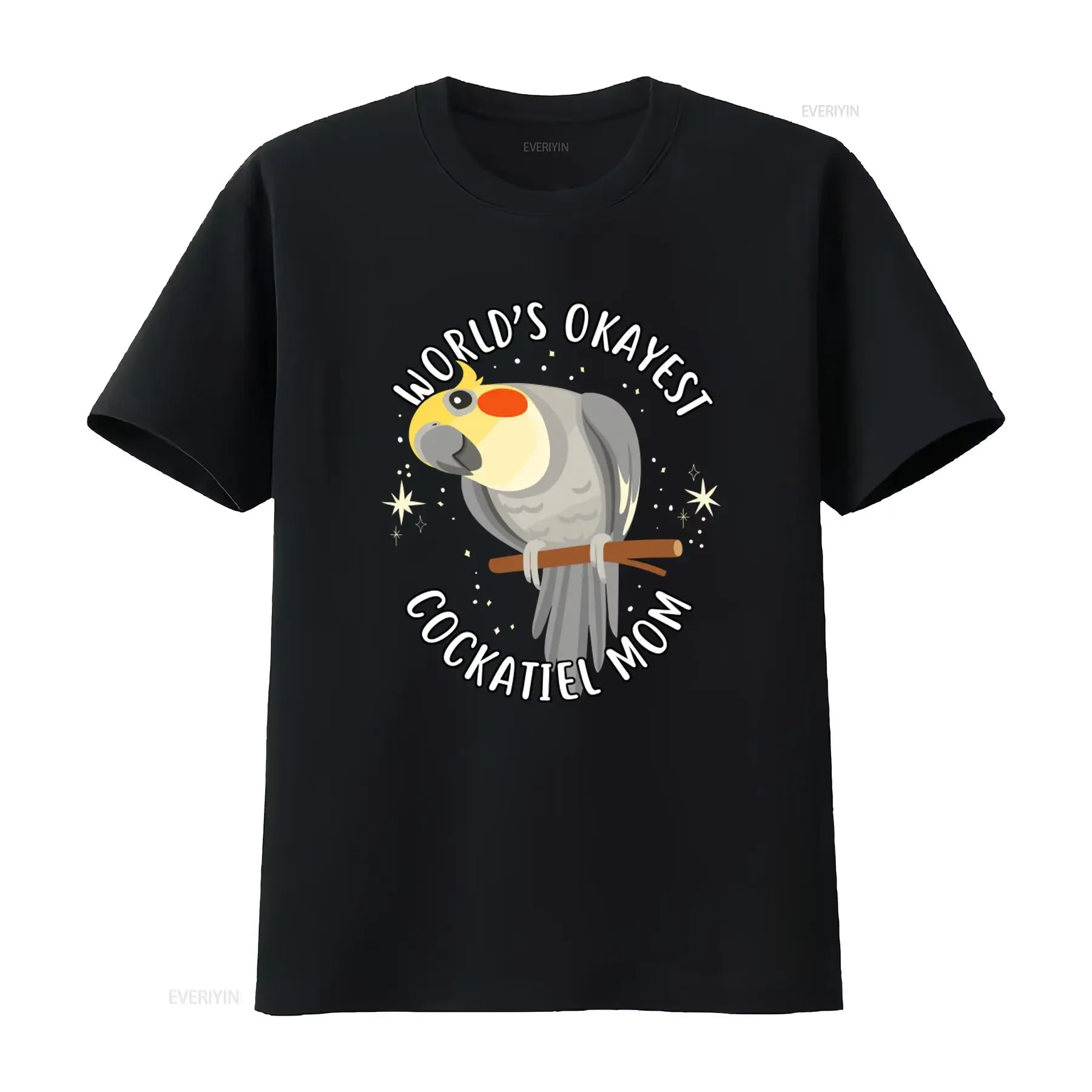 Cockatiel Mom T Shirt Women's Funny Parrot Lover Cute Bird Pet Top World's Okayest Grey Tiel vintage Washed Stretched