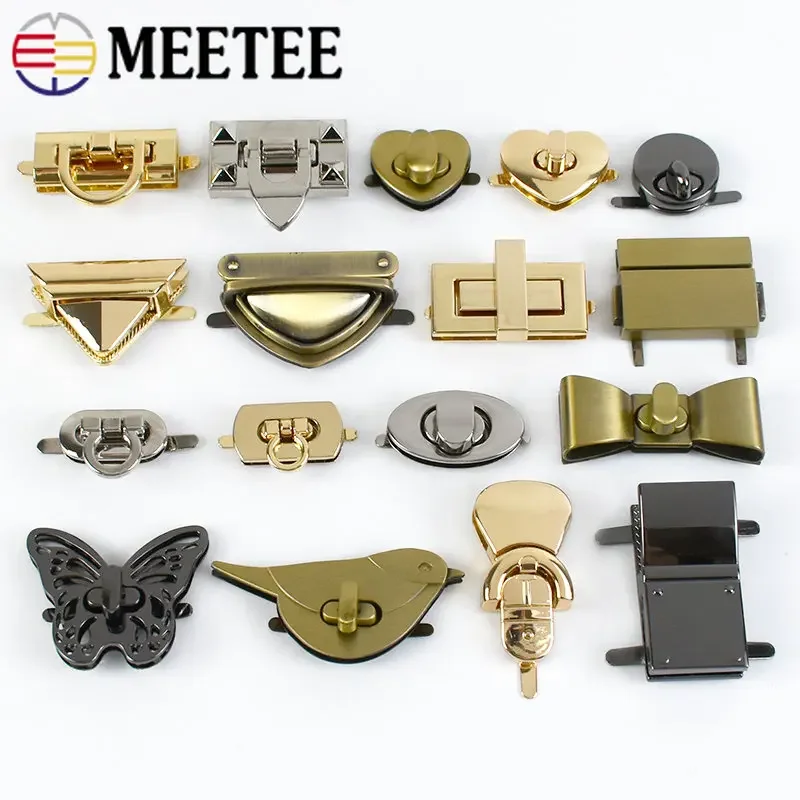 2Pcs Meetee Bag Clasp Clip Buckle Metal Turn Lock Closures for Handbag Purse Hardware Clasps Making Supplies Accessories