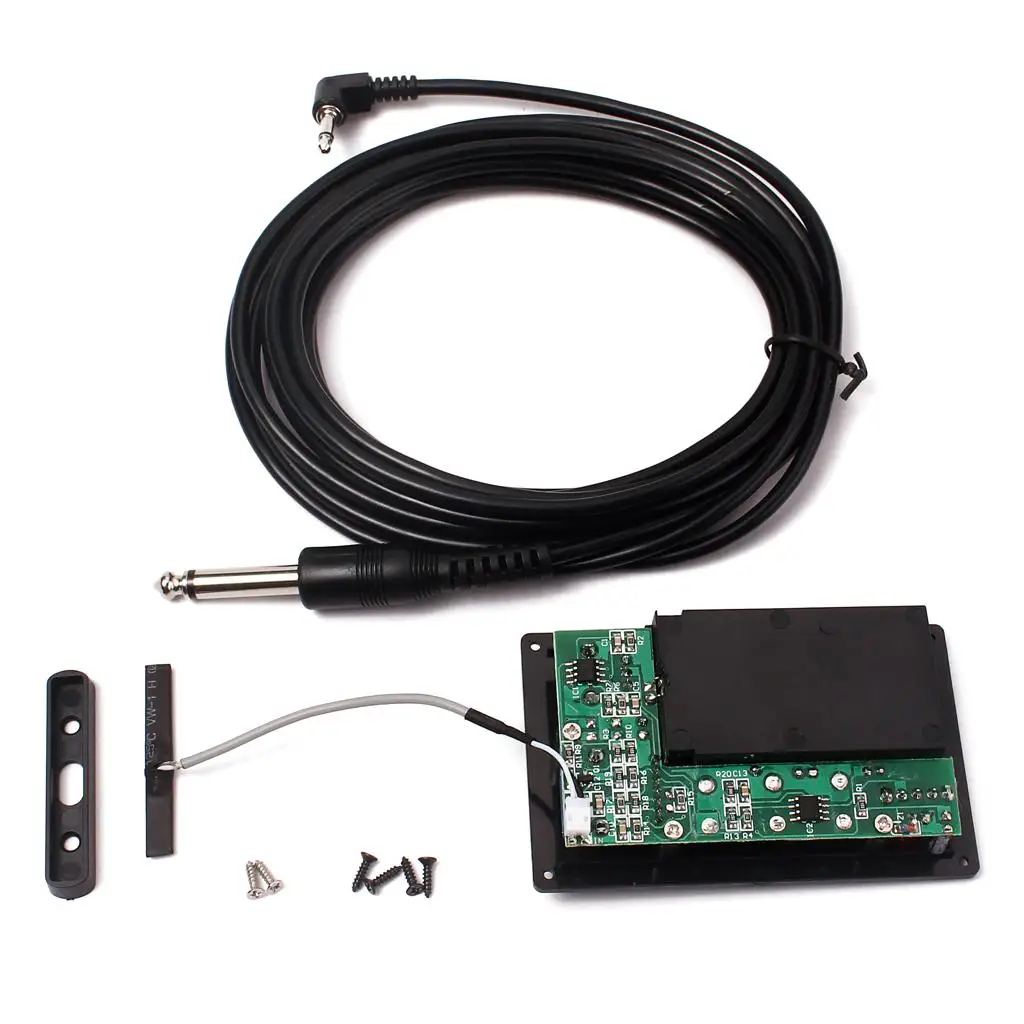 EQ Piezo Preamp Violin Pickup Professional Electric Violin Parts with Plug Hole Wire for 4/4 Violin Home Use