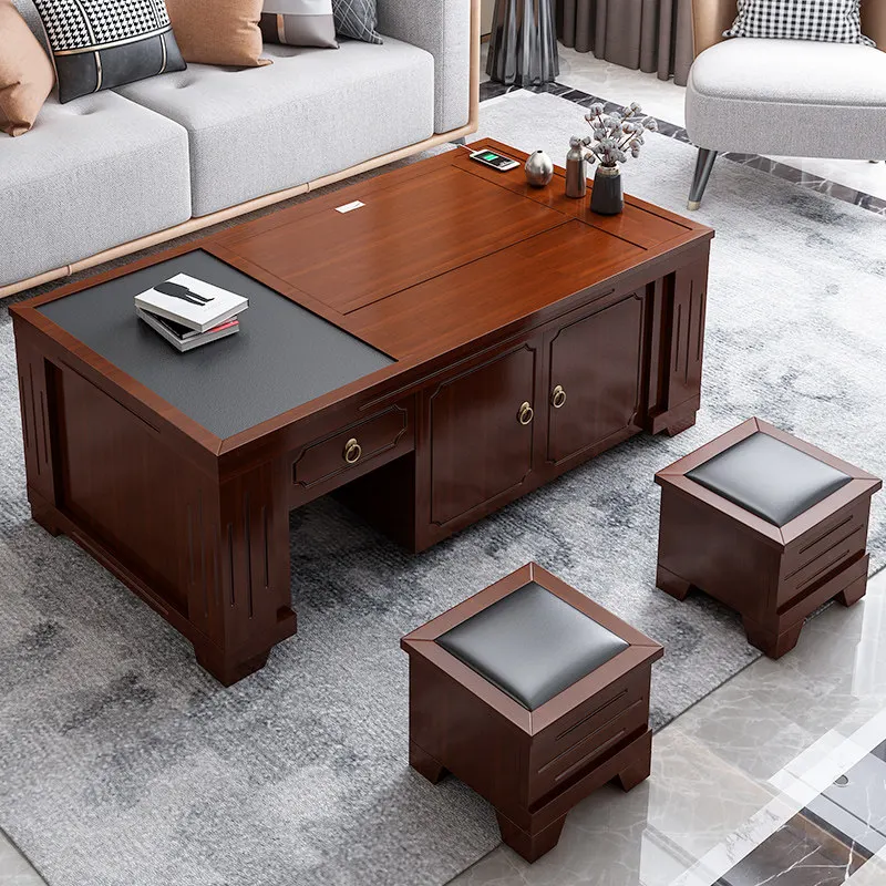 PYH tea set tea table a complete set of automatic lifting coffee table household with kettle integrated solid wood