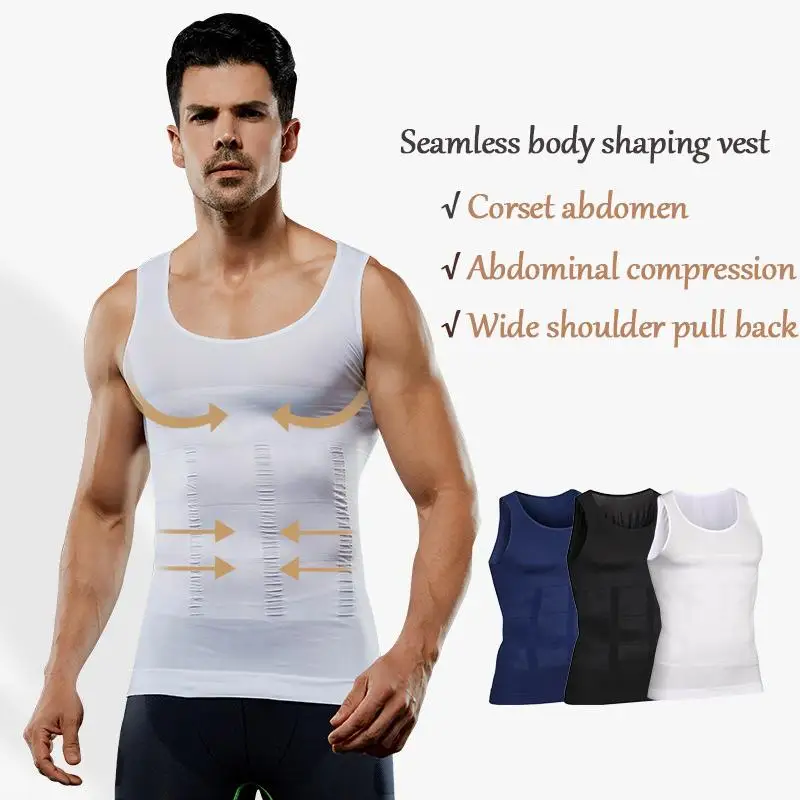 1/2PCS S-3XL Men's Solid Sports Vest Plus Size Body Shaper Fitness Corset Compression Abdomen  Summer Breathable Slim Tops