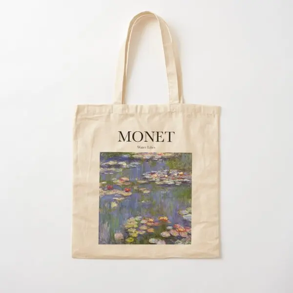 Monet Water Lilies Cotton  Canvas Bag Reusable Grocery Printed Unisex Tote Ladies Shoulder Bag Travel Fabric Fashion Foldable