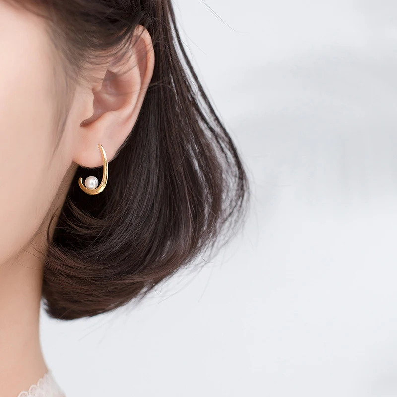 Modian Elegant Gold Color Pearl Water Drop Shape Earrings 925 Sterling Silver for Women Fashion Dangle Earring Fine Jewelry