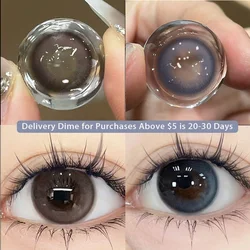 Duoxiu 2pcs Color Contact Lenses With Myopia Degree-0.00~ -8.00 Blue Pink Nature Beauty Pupil Makeup Brown Eye Free Shipping