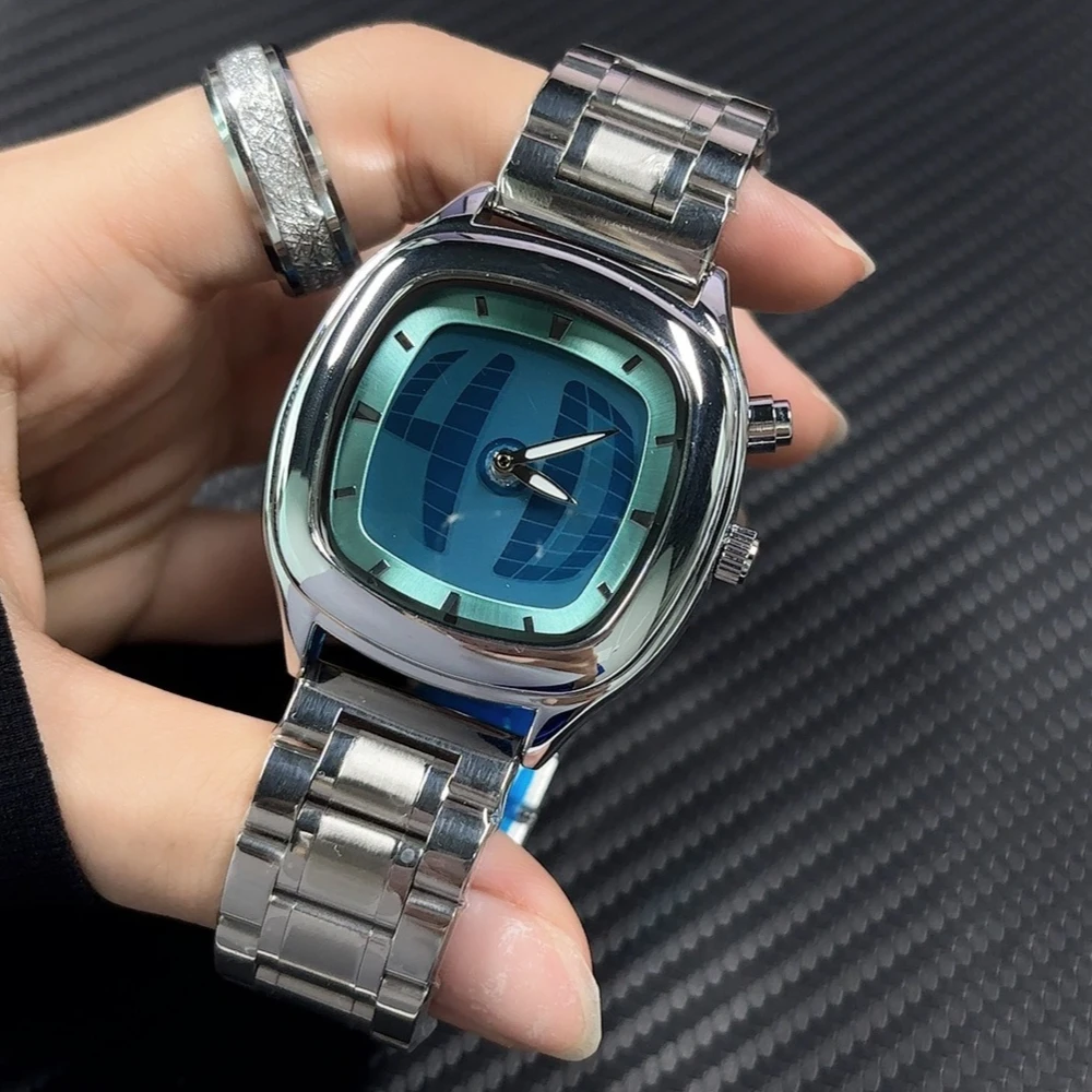 Square AAA Quartz Watch Business Color Y2K Pointer Number Dual Display Steel Hot Watches Men Personalize Dynamic Design Clcok