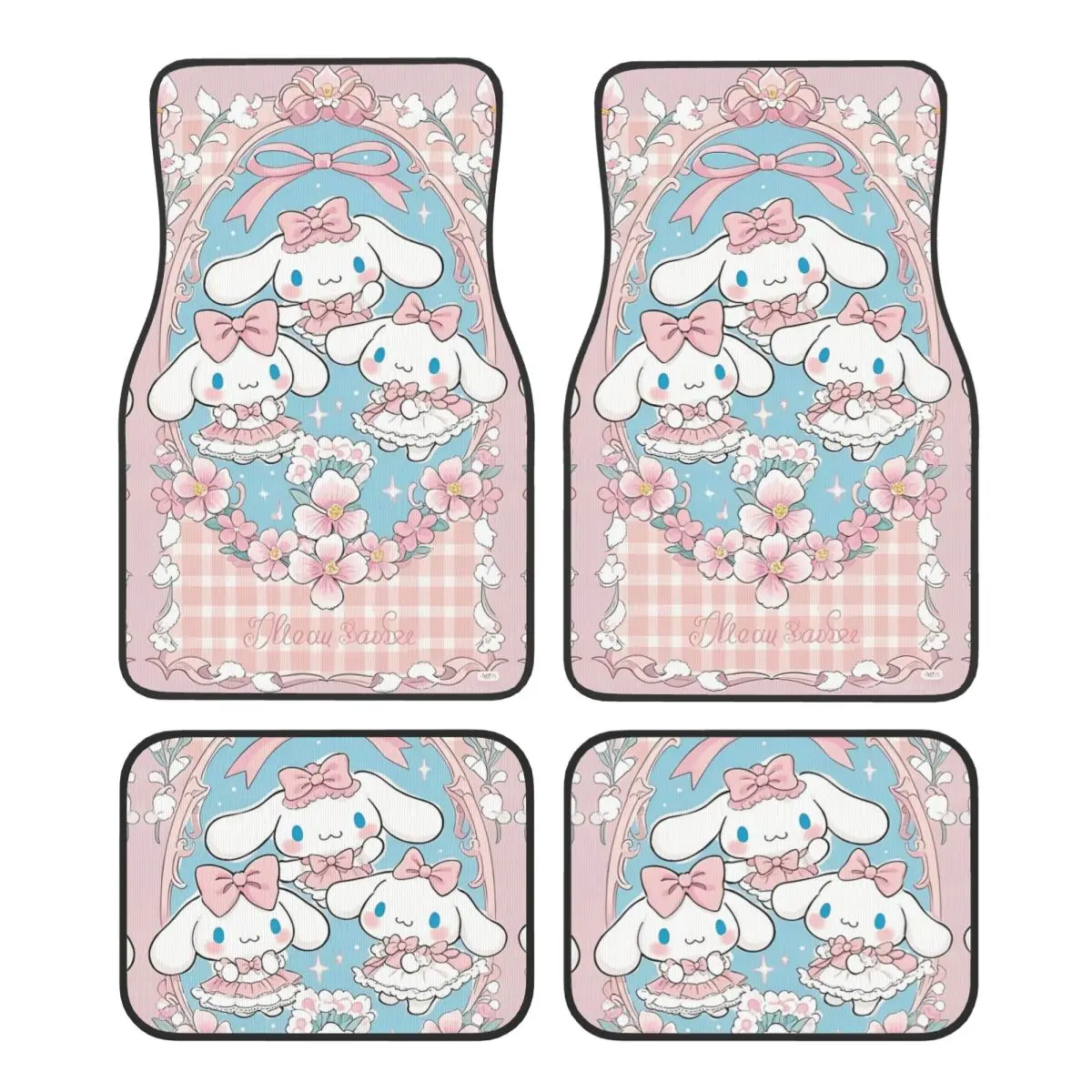 Cinnamoroll Kawaii Universal Fit Car Floor Mats Waterproof Car Carpet Mat Set of 4pcs with Anti-Slip Backing Fit for SUV Trucks