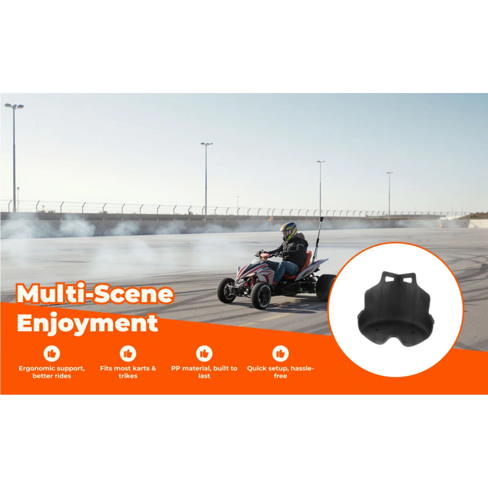 

Drift Cart Seat Saddle Ergonomic Plastic Padded Kart Seat for Go Kart Balance Racing Accessories and Adult Trike