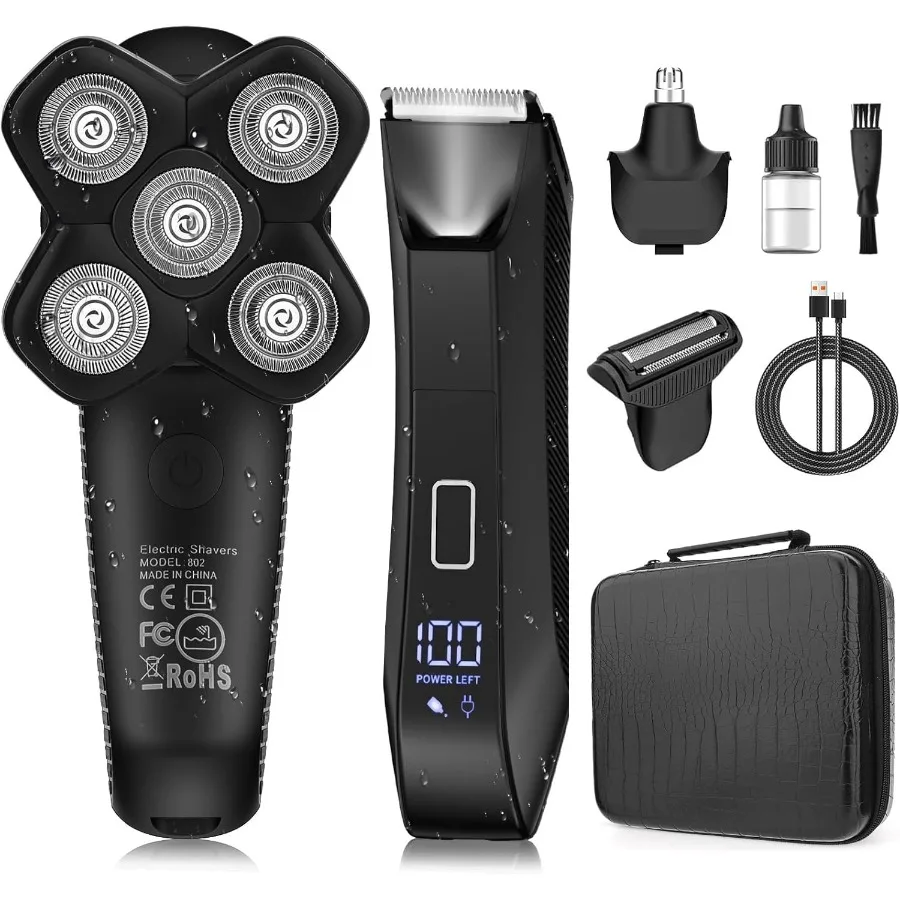 

Manscape 3-in-1 Electric Body and Ball Trimmer for Bald Head Pubic Groin Nose Hair Waterproof IPX7 Smooth Shaving Groomer Black