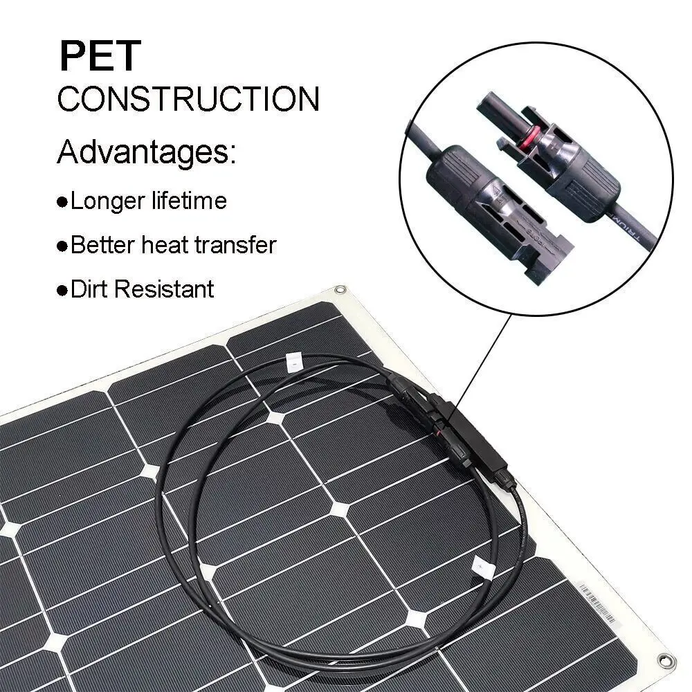 150W 18V Solar Panels 15A MPPT Controller Lightweight Flexible Solar Panel Kit System Battery Charge Home Camping Travel RV Boat