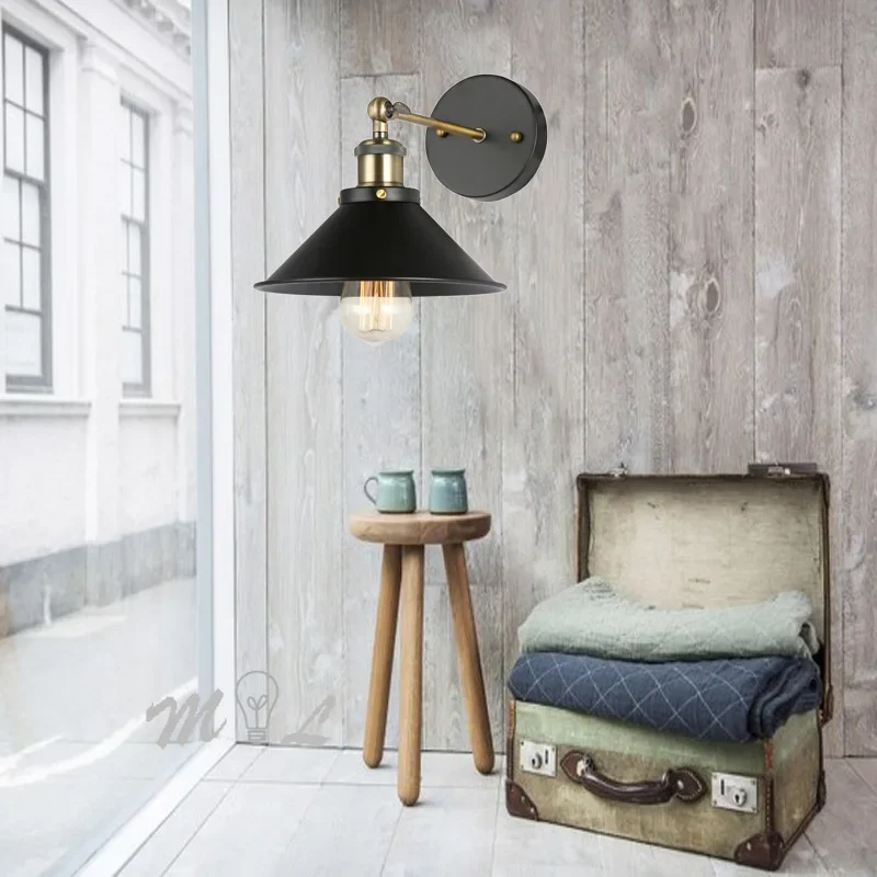 Vintage Wall Lamps Simple Iron Wall+lamps Kitchen Fixtures Wall Sconces Loft Stair Lighting Living Room Wall Lamp E27 Luminaires