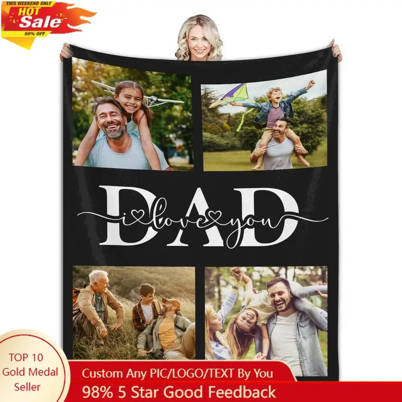 

Fathers Day Gifts Custom Blanket With Your Own Photos Personalized Throw Blankets Dad Birthday Present Send your Custom blankets