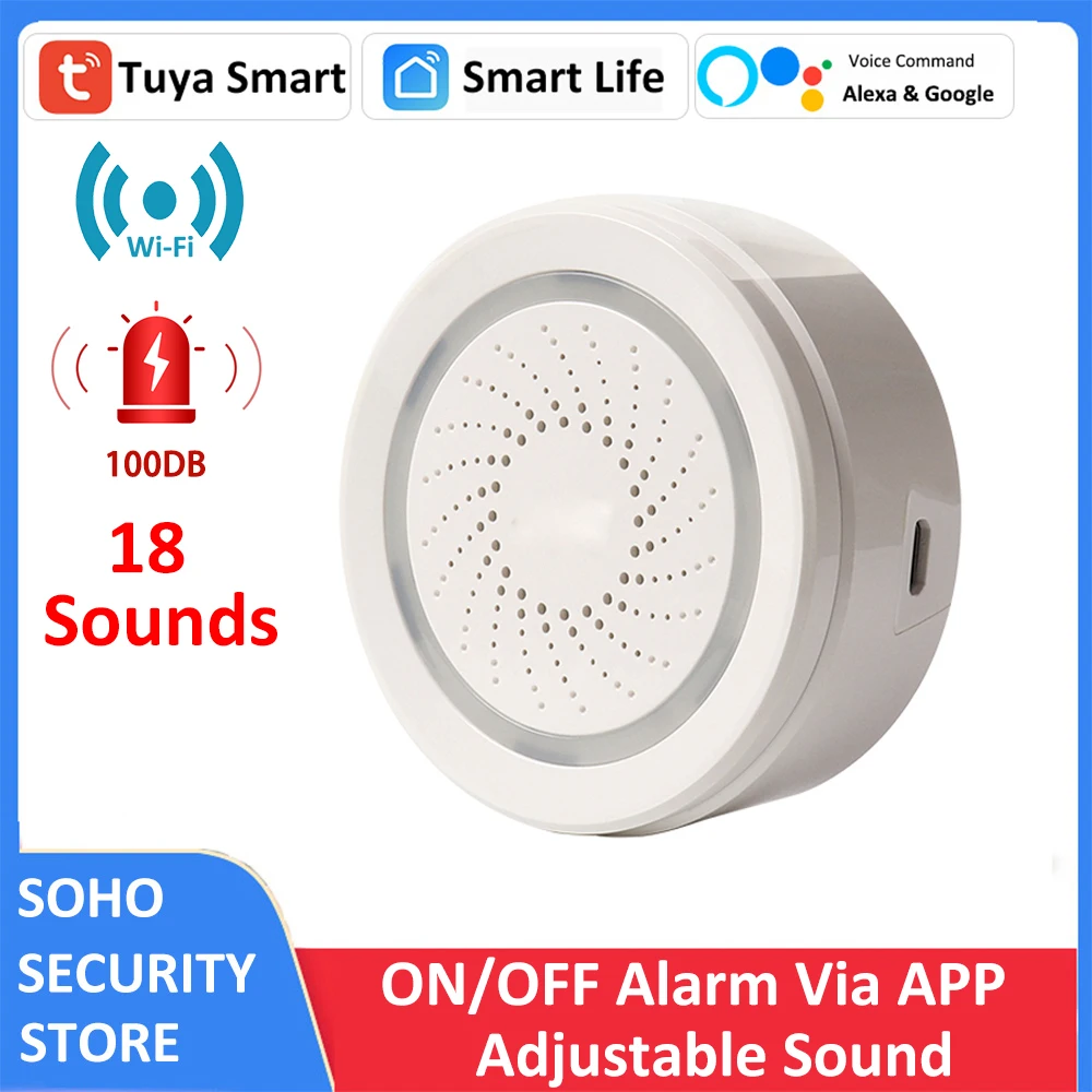 Tuya Smart Life WiFi USB 100DB Sirene Alarm Detektor Wireless Sound Light Alert PIR Tür Sensor Linkage Szenario Set Alexa Google