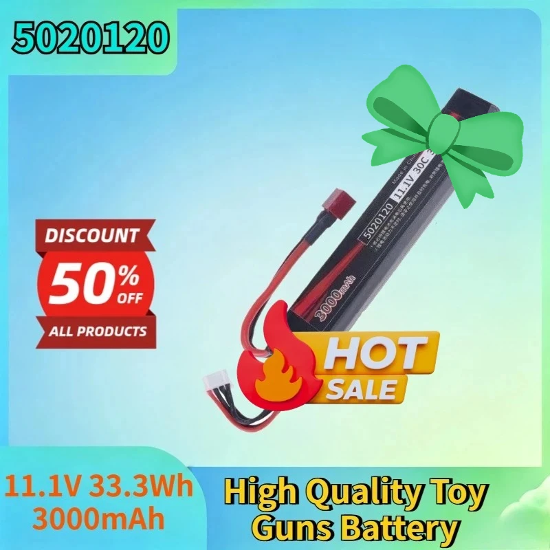 11.1V 33.3Wh 3000mAh 5020120 Lipo Battery for Water Gun Airsoft BB Air Pistol Electric Toy Guns High Quality Replacement Battery