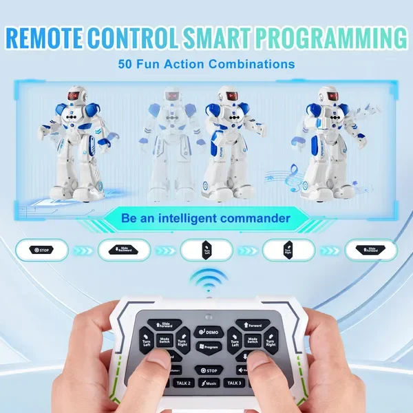 Brinquedo robô RC para crianças falando gesto de dança controle remoto programável