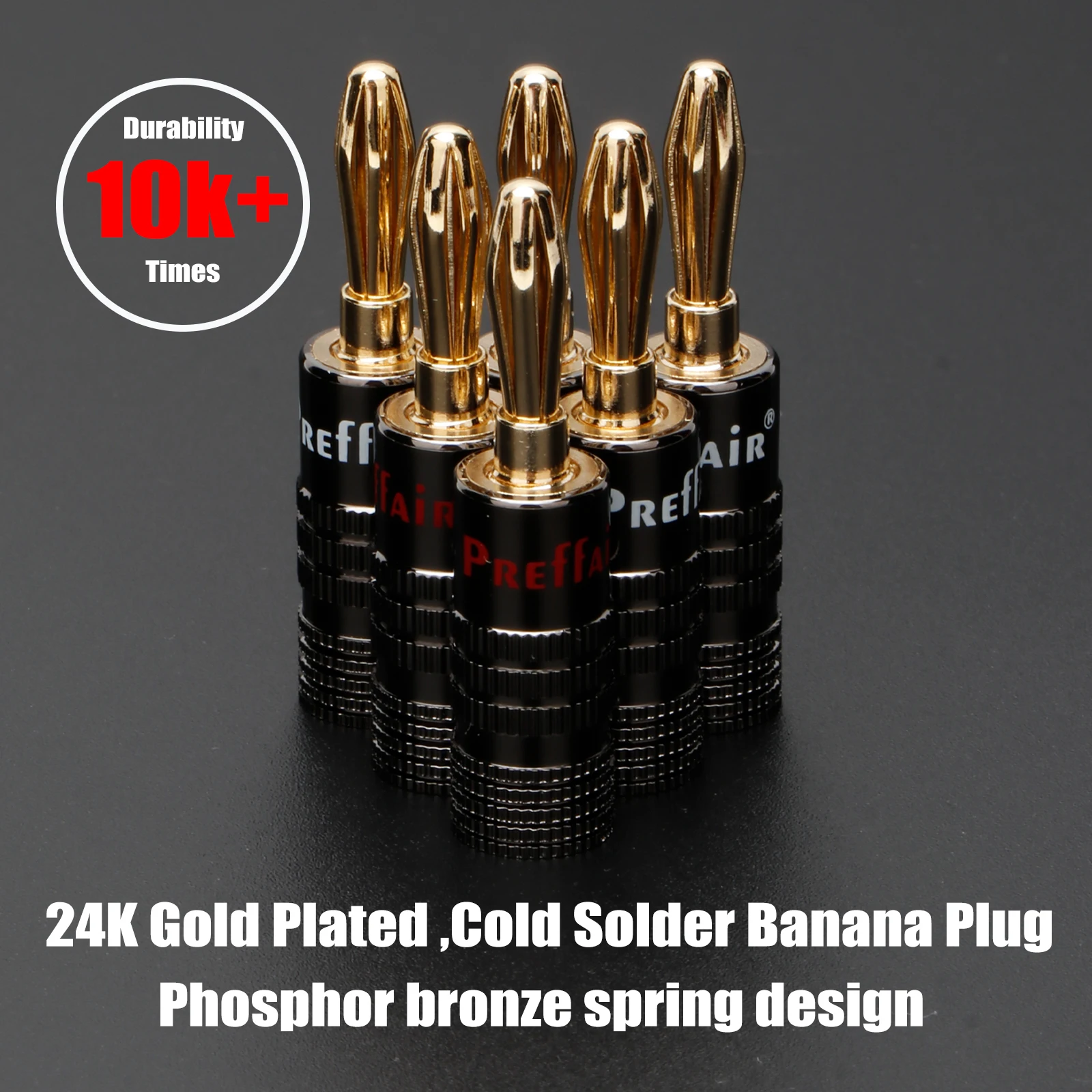 

24K Gold Plated 4mm Banana Plug Brass Connector For Audio Video Speaker Adapter Terminal Connectors