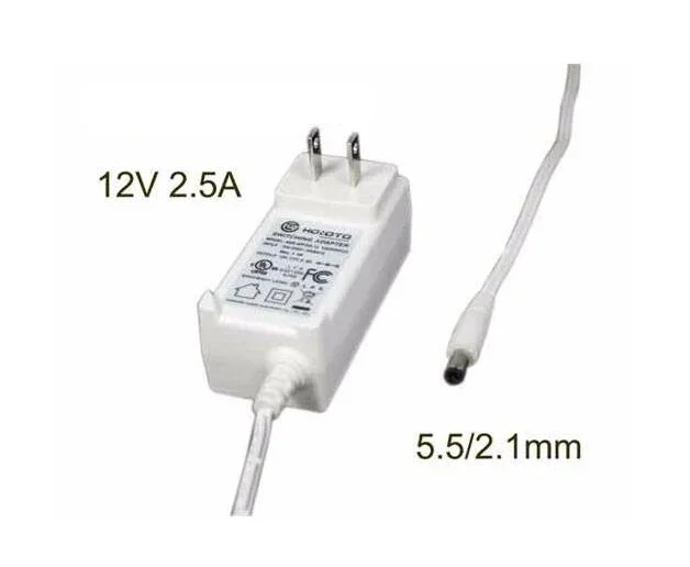 Power Adapter ADS-40FSG-12, 12V 2.5A, Barrel 5.5/2.1mm, US 2-Pin Plug