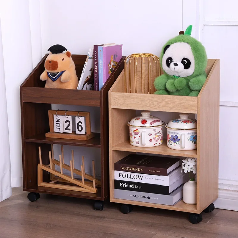 Mobile multi-layer small side desk storage rack workstation artifact bag storage trolley floor mobile trolley