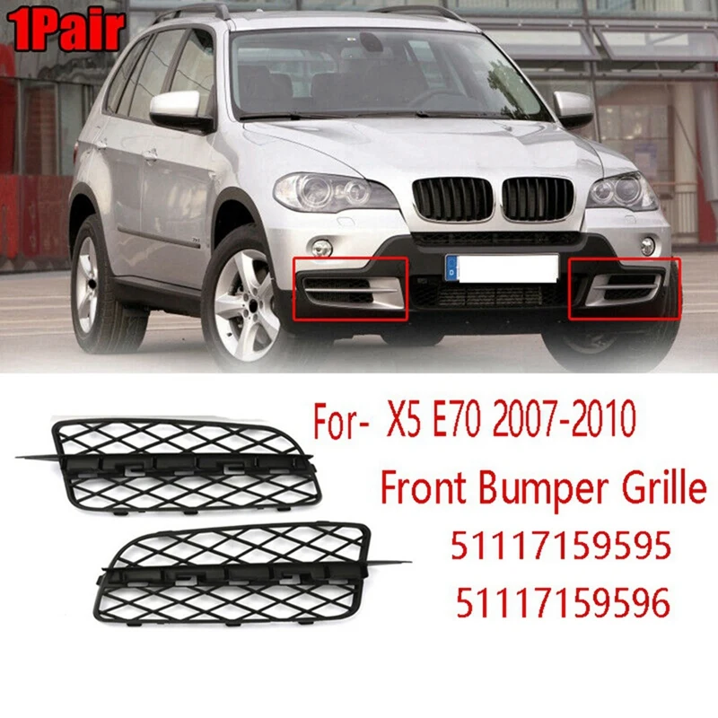 1 Pair Car Front Bumper Grille Open Cover 51117159595 51117159596 For BMW X5 E70 2007-2010 Spare Parts Accessories