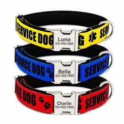 Personalized Pet Collar Custom Free Engraving Puppy Name ID Tag Adjustable Basic Service Dog Pet Collars Leash, 3 Colors