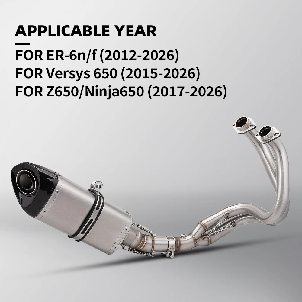 For Kawasaki Z650 ER6N versys ER6F 2023-2025 Exhaust, Racing Line 51MM Escape Muffler Position Full System