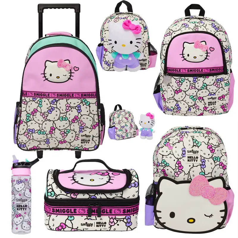 

Kawaii Hello Kittys Backpack Student School Bag Lightweight Burden Reduction Cartoon Children Outdoor Leisure Bag Large Capacity