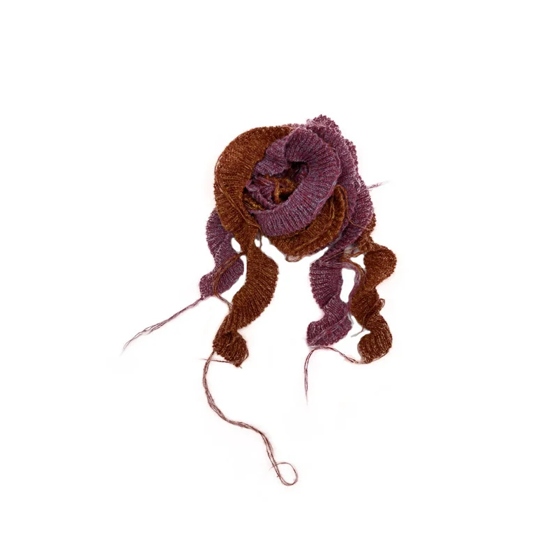 Autumn Winter Spiral weaving Womens Scarf Fashion Patchwork Y2K Scarves Cape Wraps Female Shawl Knitted small scarf