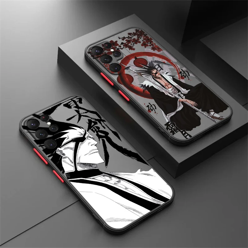 B-Bleach Anime Cool Cartoon Frosted Translucent For Samsung Galaxy S24 S23 S22 S21 S20 FE S10 S9 S8 Plus Ultra Pro 5G Back