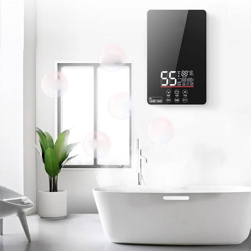 6KW سخانات المياه الكهربائية التدفئة الفورية 3-ثانية دش ساخن للاستخدام المنزلي زر واحد بدء التشغيل إعداد درجة الحرارة الماء الساخن Hea